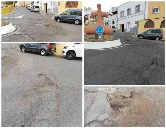 Baches en la entrada al barrio, junto a la rotonda del Ãdolo de Tara/TA.